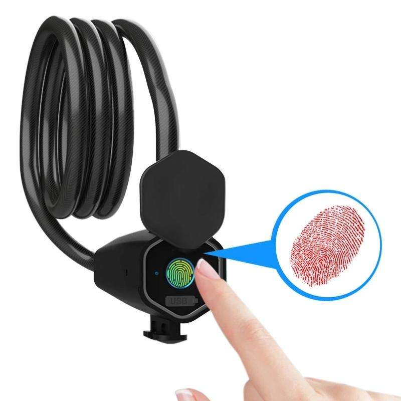 W16 IP65 Waterproof Fingerprint Lock Steel Rope Anti-theft Electric Car Lock Bluetooth APP Electr...