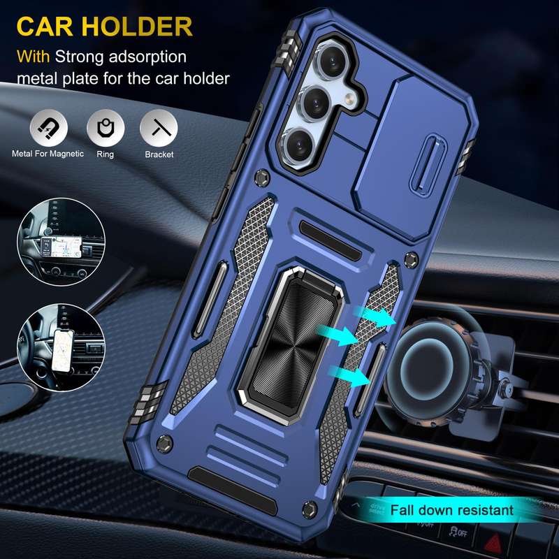 For Samsung Galaxy S23 FE 5G Armor PC + TPU Camera Shield Phone Case(Navy Blue)