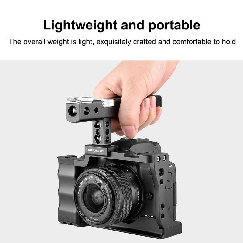 PULUZ Video Camera Cage Stabilizer with Handle for Canon EOS M50(Black)