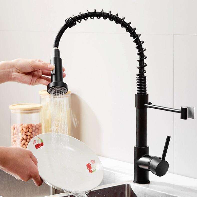 Kitchen Faucet Hot & Cold Water Tank Valve Sink Faucet, Specification: Black Model