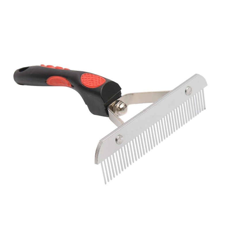 Big Dog Hair Combs Stainless Steel Pet Grooming Rake Comb Rubber Handle Hairdressing Brush Tool, ...