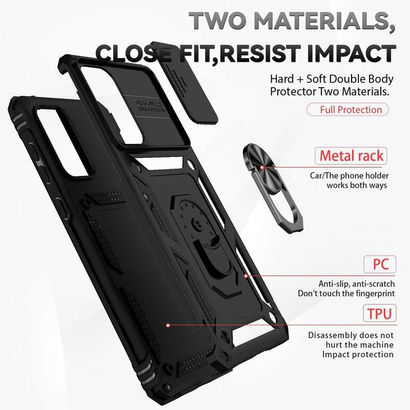 For Samsung Galaxy A73 5G Sliding Camshield Holder Phone Case(Black)