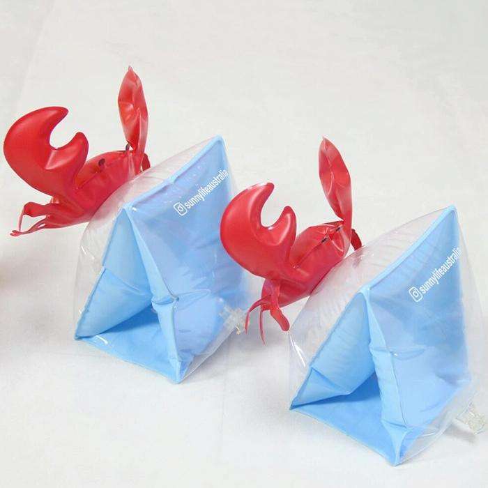 Children Inflatable Red Crabs Shape Arm Bands Floatation Sleeves Water Wings Swimming Floats, Siz...