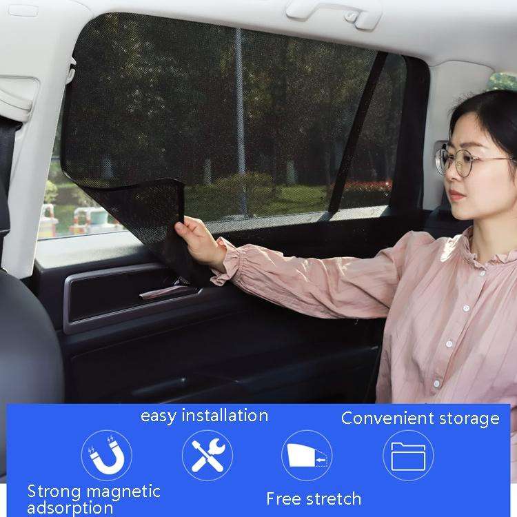 4 PCS Net Yarn Magnetic Suction Type Car Sunshade Curtain, Size: Thick Front Row Arc