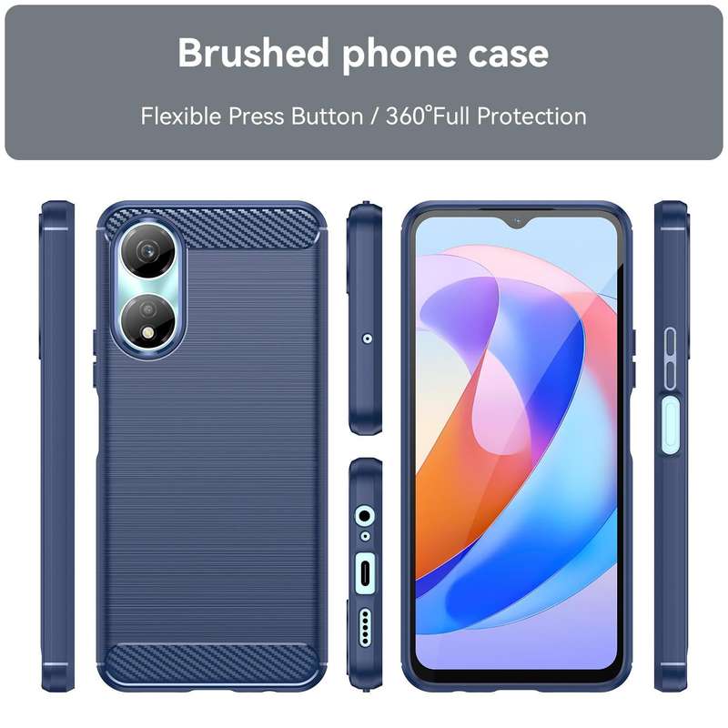 For Honor X5 Plus Brushed Texture Carbon Fiber TPU Phone Case(Blue)