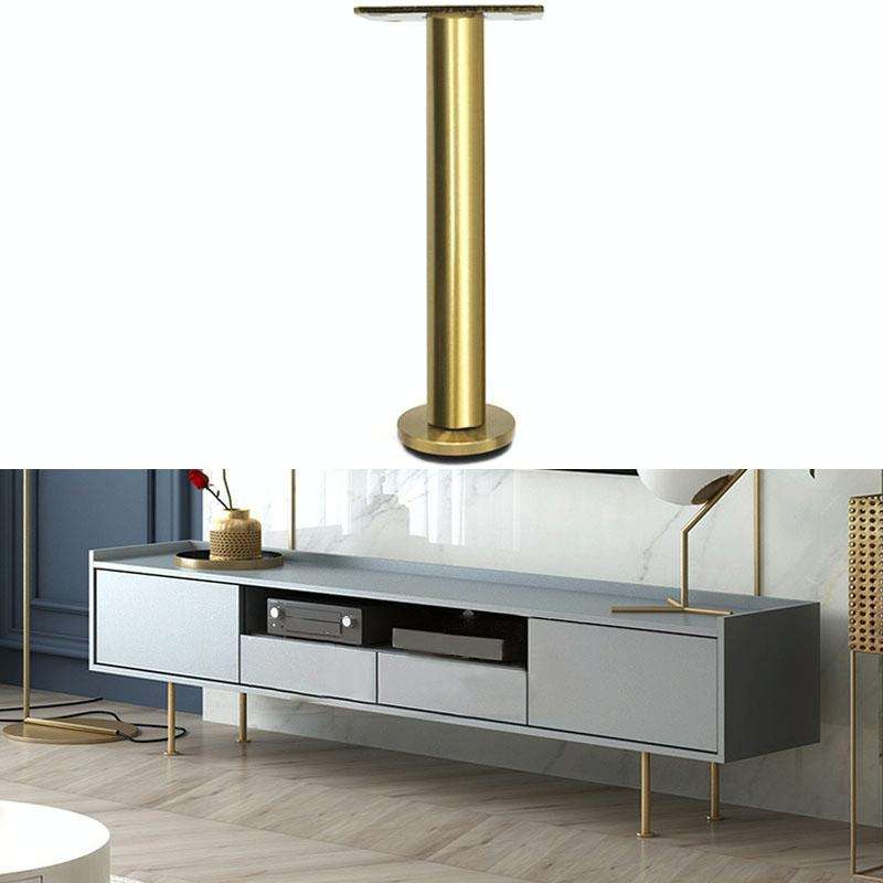 LH-TJ003 Adjustable Stainless Steel Round Tube Furniture Legs, Height: 10cm(Brushed Gold)