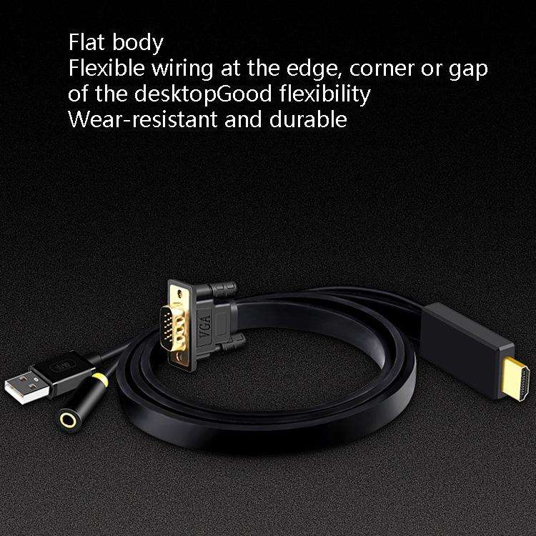 10m JH HV10 1080P HDMI to VGA Cable Projector TV Box Computer Notebook Industrial Display Adapter...