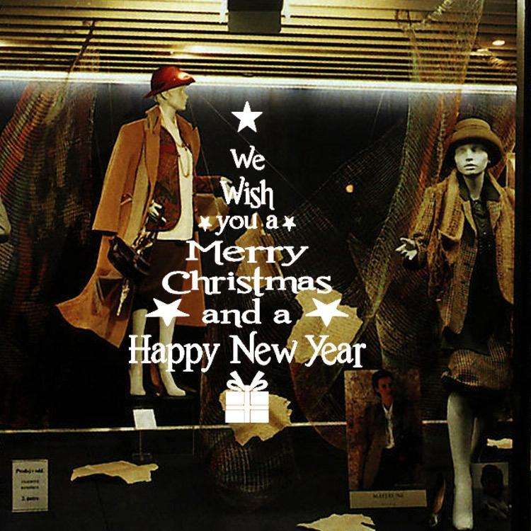 Blessing Christmas Tree Living Room Window Glass Door Removable Christmas Wall Sticker Decoration...