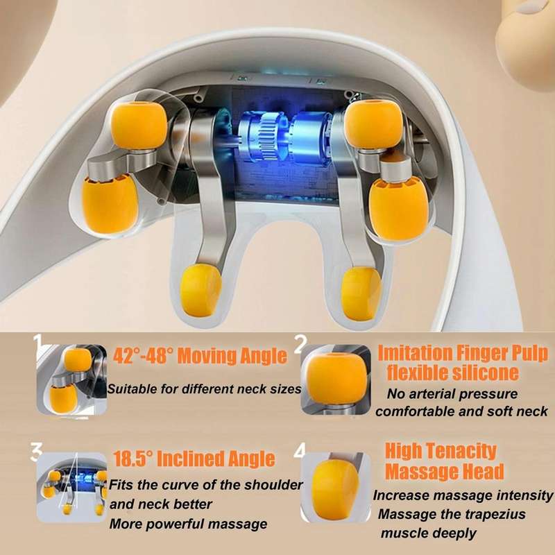 Electric Neck And Shoulder Massager Shiatsu Back Neck Massager With Heat(White)