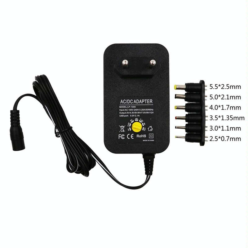 3V 4.5V 5V 6V 7.5V 9V 12V 2A 2.5A AC DC Adapter Adjustable Power Adapter Universal Charger Power ...