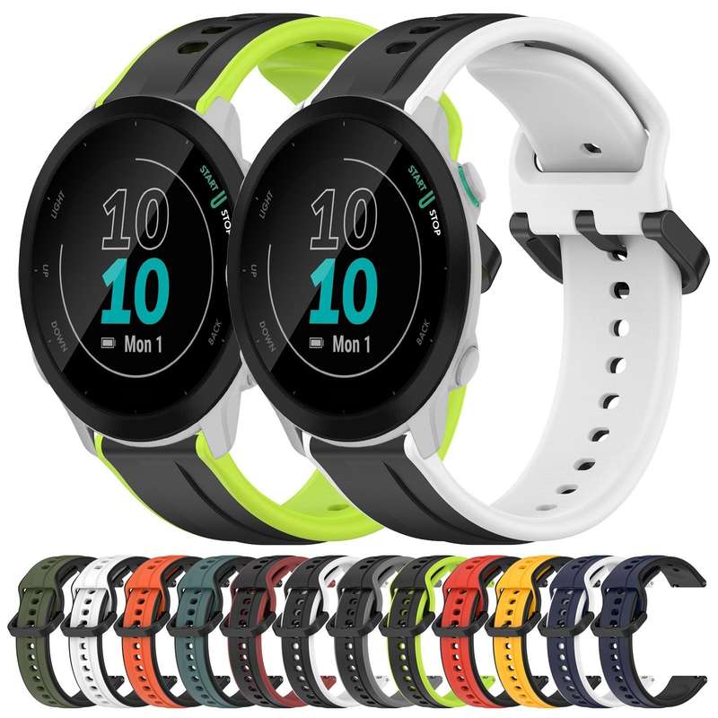 For Garmin Forerunner 55 20mm Convex Loop Two-Color Silicone Watch Band(Orange+Black)