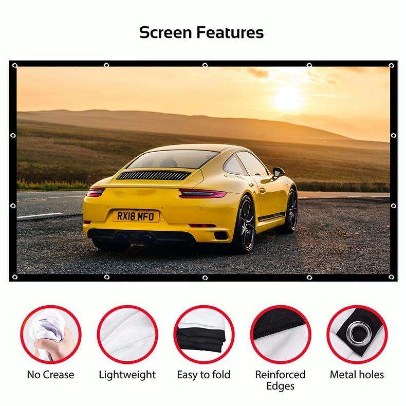 Simple Folding Thin Polyester Projector Film Curtain, Size:84 inch (4:3) Projection Area: 172x125cm