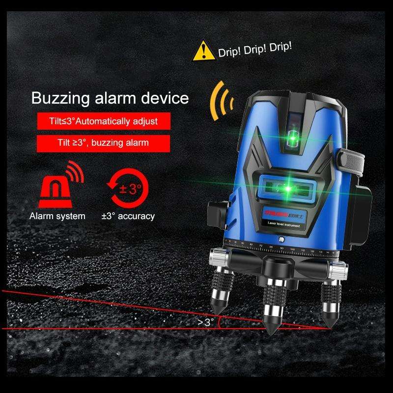 MBOOS Green Light 3 Line Outdoor Laser Level Instrument with Anti-drop Plastic Box & 1m Tripod
