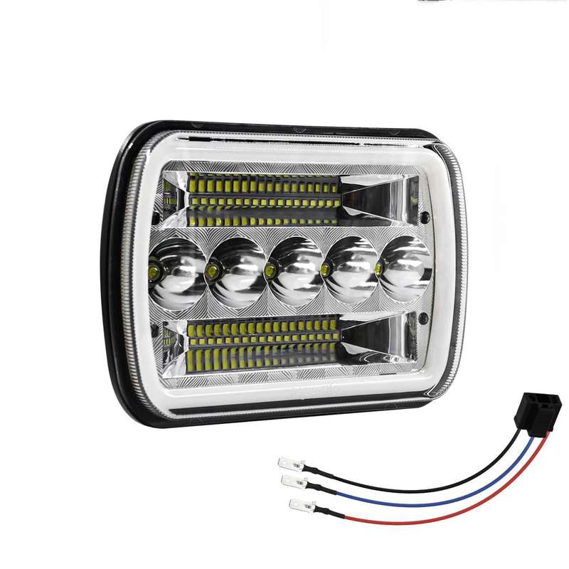 7 inch(5X7)/(7X6) H4 DC 9V-30V 30000LM 200W Car Square Shape LED Headlight Lamps for Jeep Wrangle...