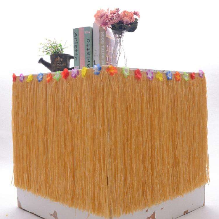 Hawaiian Table Dress Seaside Party Festive Bazaar Table Decorations, Size: 276x30cm(Straw Color)