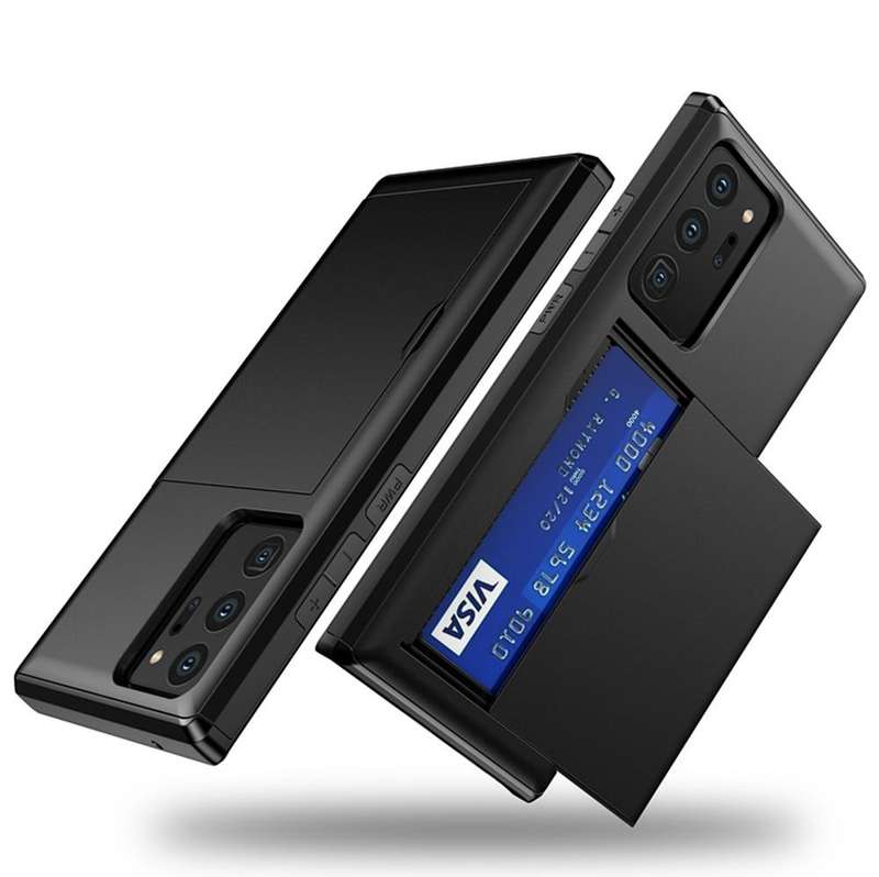 For Samsung Note20 Ultra Shockproof Rugged Armor Protective Case with Card Slot(Black)