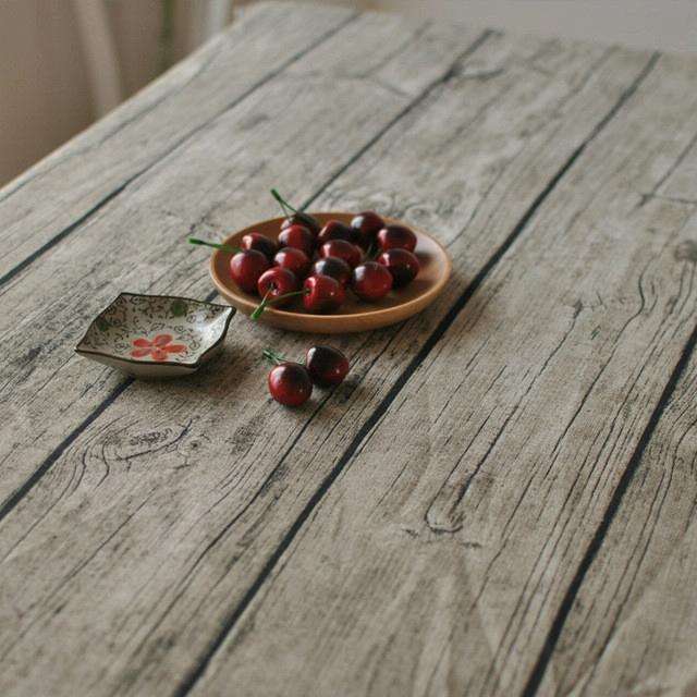 Vintage Popular Table Cloth Linen Rectangular Tablecloth Wooden Grain Dustproof Restaurant Table ...