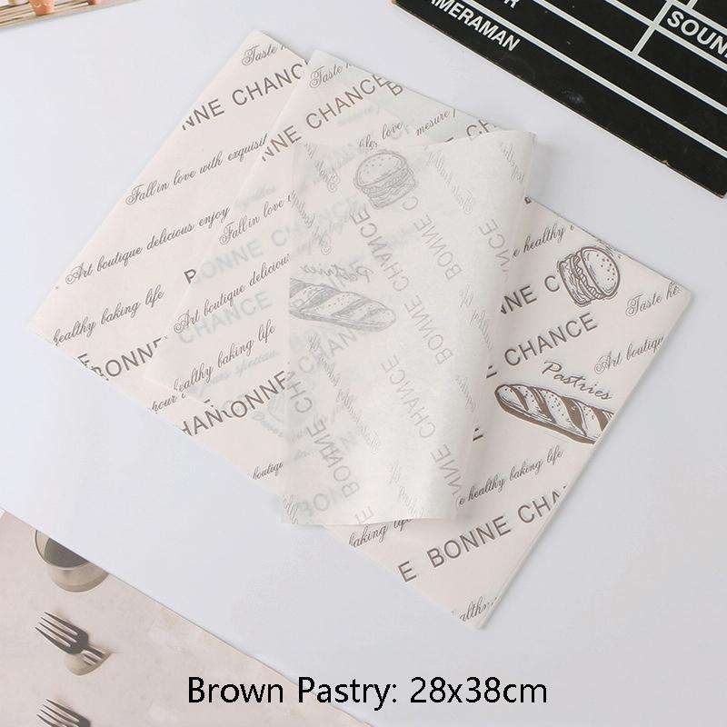 2 Packs Cake Greaseproof Paper Baking Packaging Plate Paper Hamburger Paper, Colour: Brown Pastry