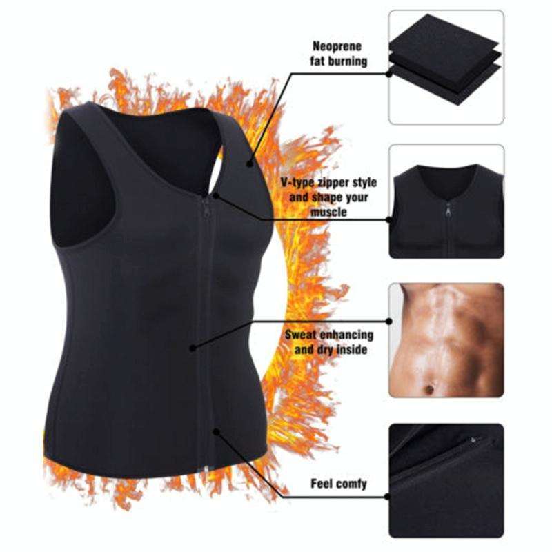 Men Zipper Vest Abdomen Corset Fitness Clothing, Size:M(Grey)