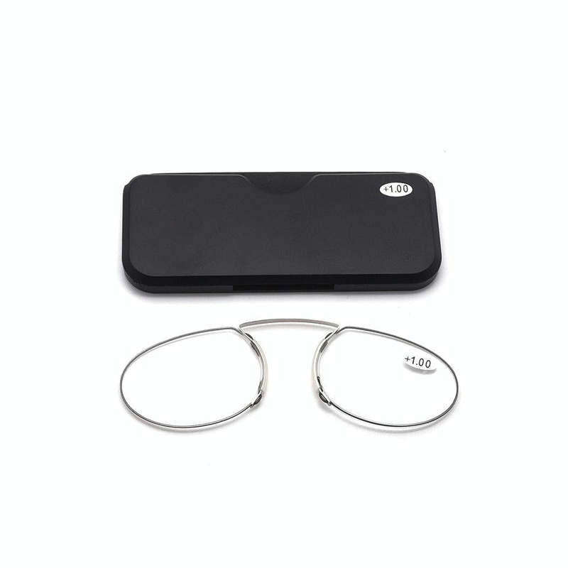 Pince-nez Reading Glasses Frameless Magnifying Glasses, Degree: +250(Black)