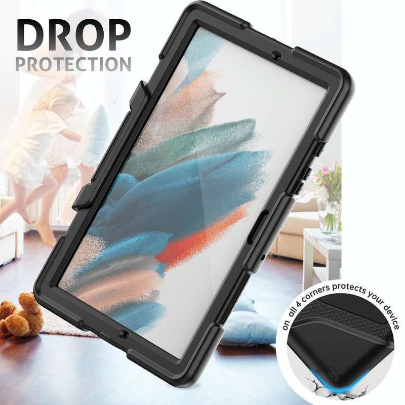 For Samsung Galaxy Tab A8 10.5 2021 X200 / X205 Colorful Silicon + PC Tablet Case(Black)