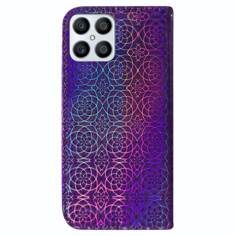 For Honor X8 Colorful Magnetic Buckle Leather Phone Case(Purple)