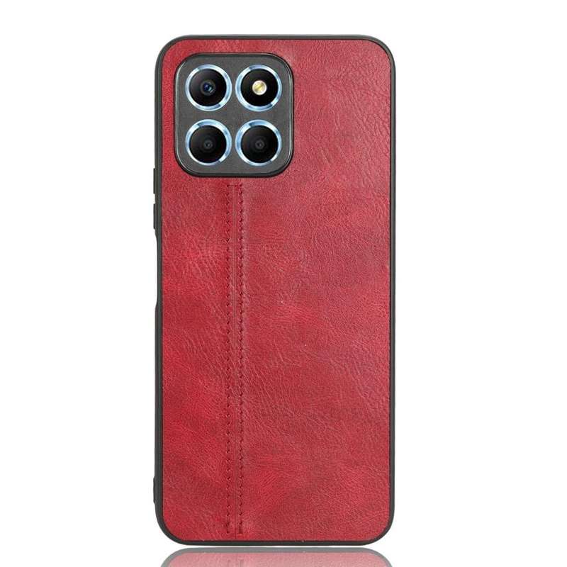 For Honor X8 5G/X6 5G/Play6C Sewing Cow Pattern Skin PC + PU + TPU Phone Case(Red)
