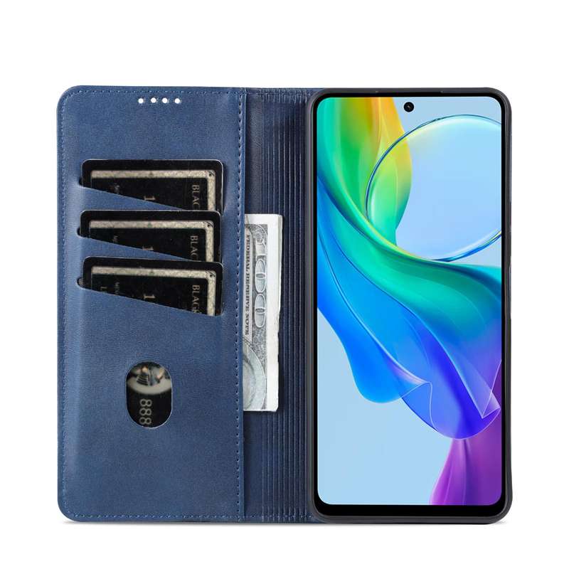 For vivo Y36 Global AZNS Magnetic Calf Texture Leather Phone Case(Dark Blu)