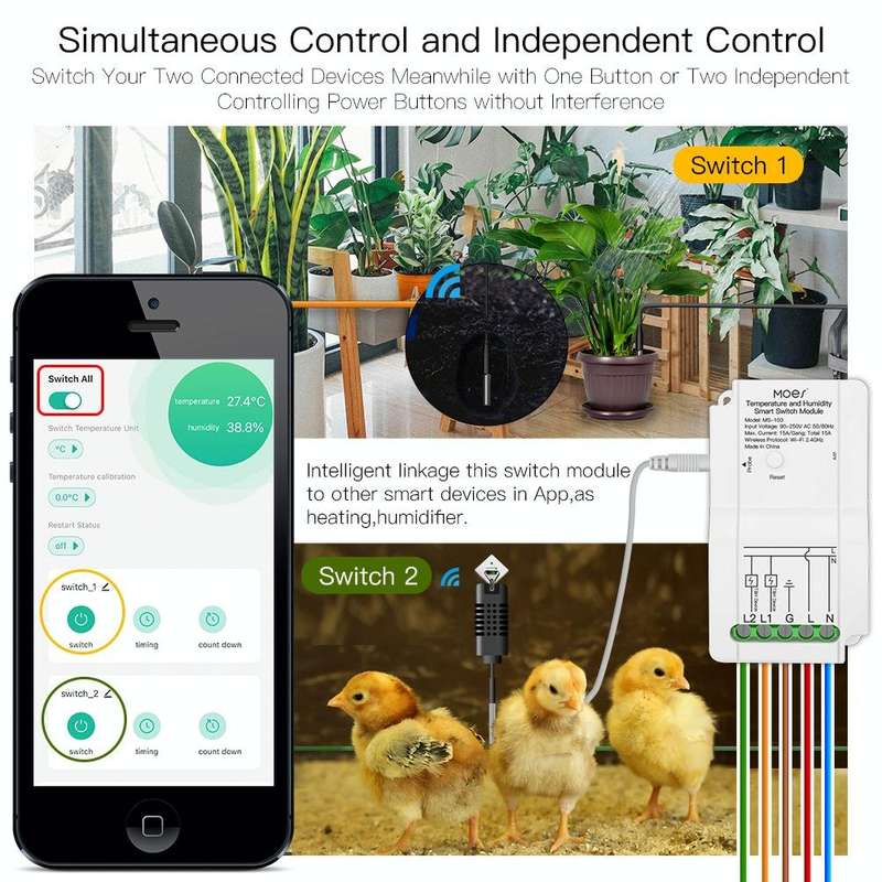 Temperature and Humidity Probe Tuya Dual-way Temperature and Humidity Switch Timer Smart Switch