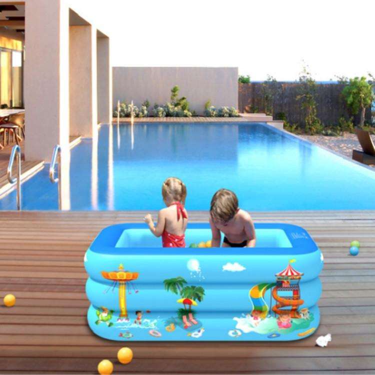 Household Indoor and Outdoor Amusement Park Pattern Children Square Inflatable Swimming Pool, Siz...
