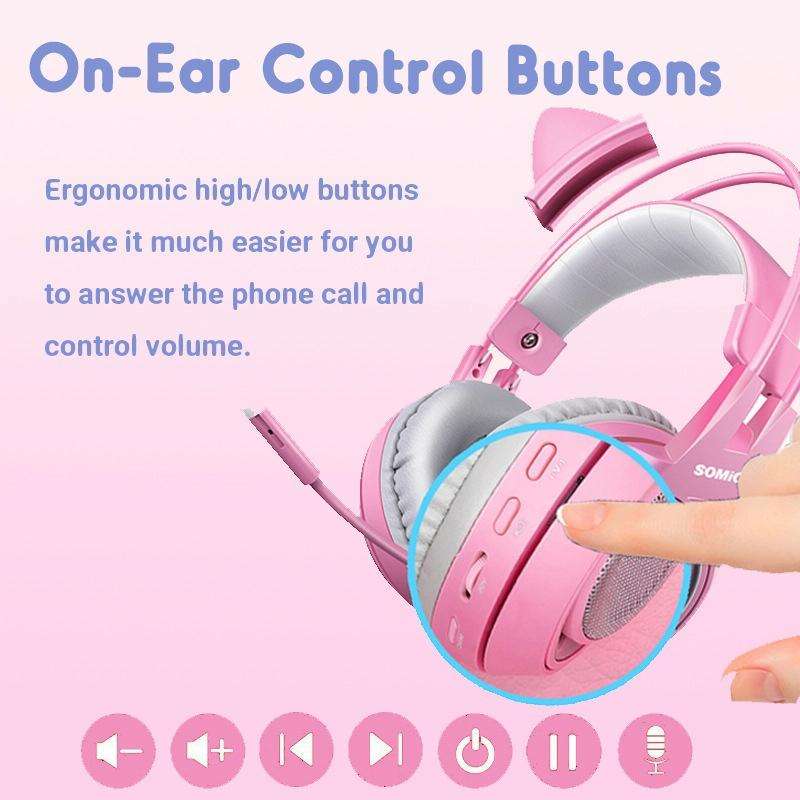 SOMIC G951PINK Head-mounted 7.1 Channel Anchor E-Sports Game Headset Wheat(Pink)