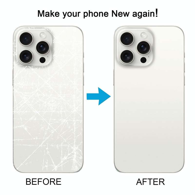 For iPhone 15 Pro Max Easy Replacement Big Camera Hole Glass Back Battery Cover(White)