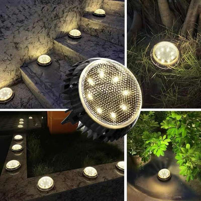 8 LEDs Solar Circular Underground Light Outdoor Waterproof Lawn Stair Light, Light Color: White L...
