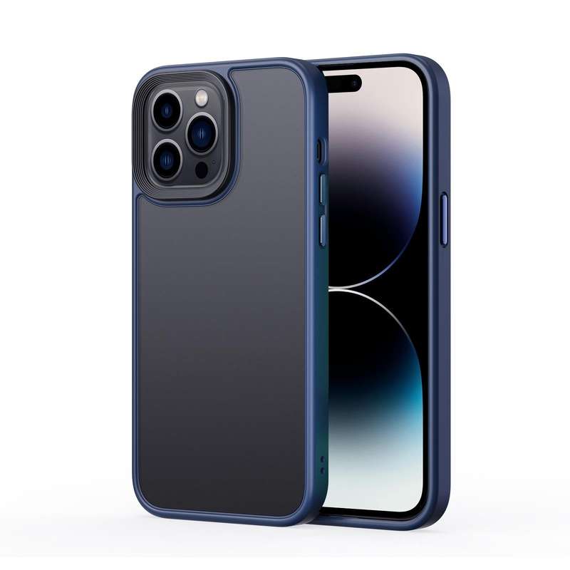 For iPhone 15 Pro Max Frosted Back Shockproof Phone Case(Blue)