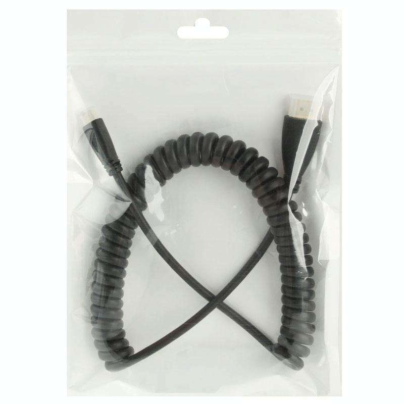 1.4 Version, Gold Plated Mini HDMI Male to HDMI Male Coiled Cable, Support 3D / Ethernet, Length:...