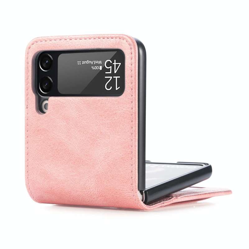 For Samsung Galaxy Z Flip3 5G Vertical Flip Card Slot Leather Phone Case(Pink)