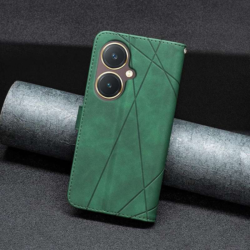 For vivo Y27 4G Magnetic Buckle Rhombus Texture Leather Phone Case(Green)