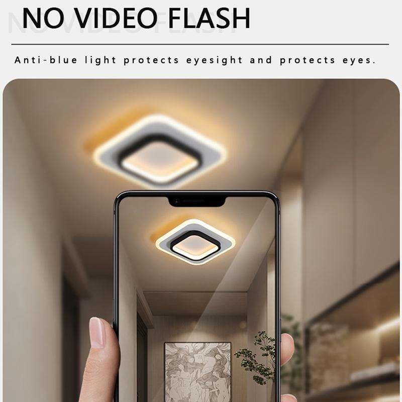 20W 3-color Dimming Aisle Light LED Entrance Corridor Cloakroom Ceiling Light Black Square