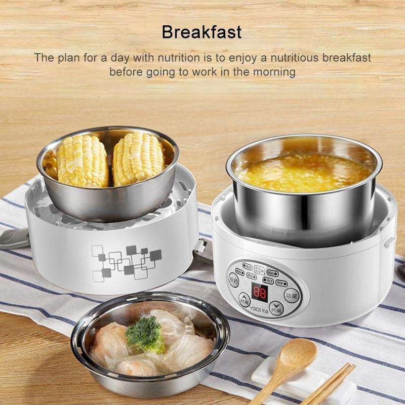 Yoice 220V Multi-function Electric Lunch Box Three-layer Stainless Steel Inner Rice Cooker, CN Pl...