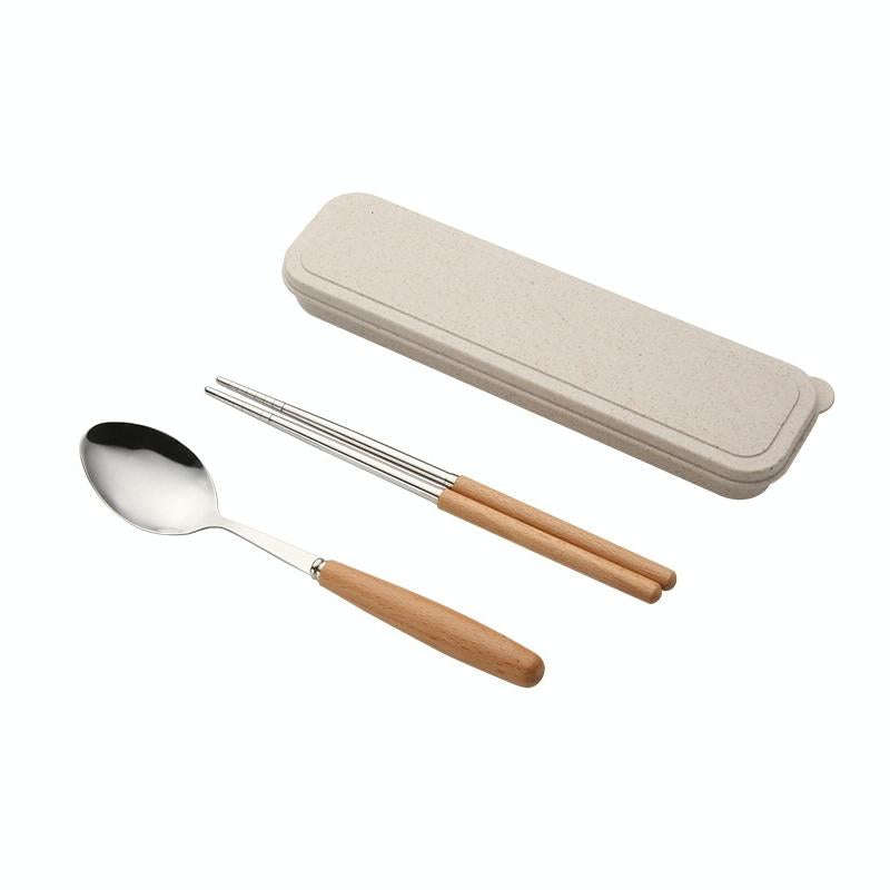 3 in 1 Spoon Chopsticks Fork Cutlery Set Three-piece Creative Work Students Portable Tableware(Tw...