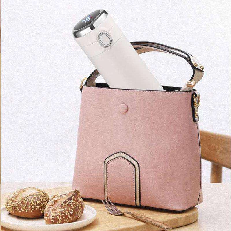 Smart Temperature Measurement Digital Display Stainless Steel Vacuum Flask Cup, Capacity:420ml(Pink)