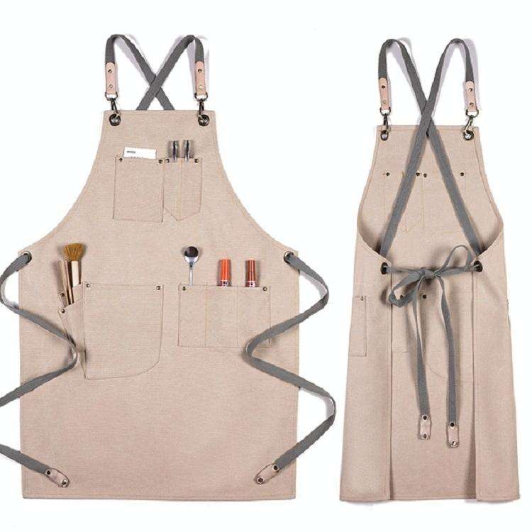 Barbecue Cooking Bartender Antifouling Thick Canvas Apron(Orange A)