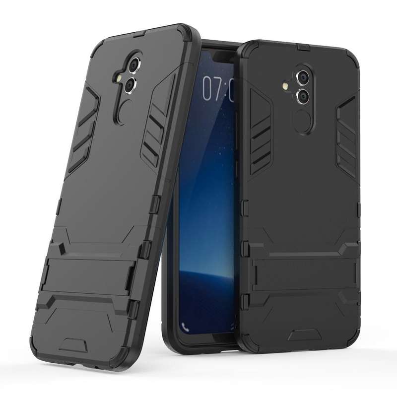 Shockproof PC + TPU Case for Huawei Mate 20 Lite, with Holder(Black)