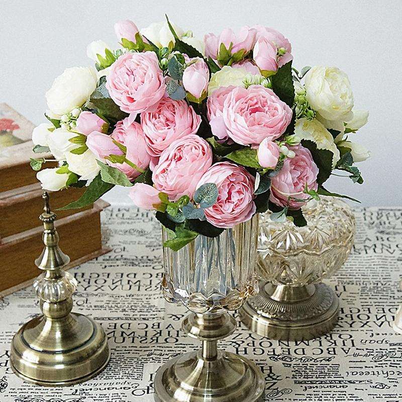 5 PCS Artificial Rose Flowers Small Bouquet Flores Home Party Wedding Fake Flower Decoration(Mage...