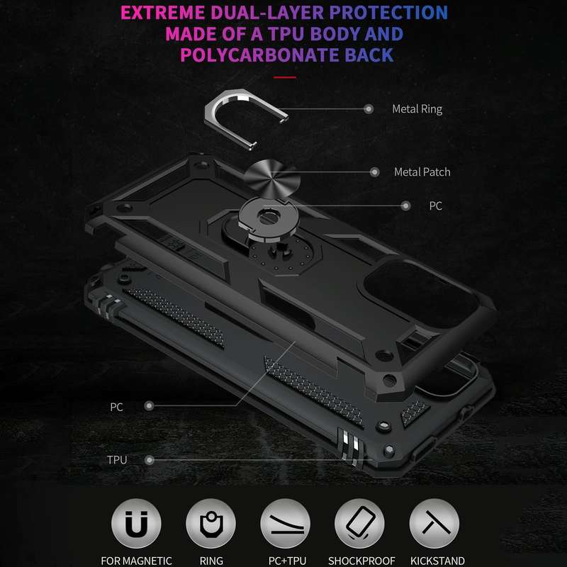 For Xiaomi Redmi Note 10 5G Shockproof TPU + PC Protective Case with 360 Degree Rotating Holder(B...