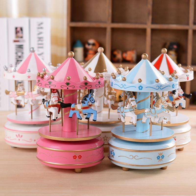 Sky City Carousel Clockwork Music Box Couples Birthday Gift(K0131 Star Blue)