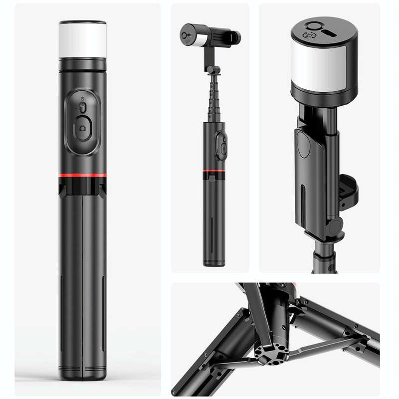 Q12s Bluetooth Remote Control Rotatable Fill Light Tripod Selfie Stick