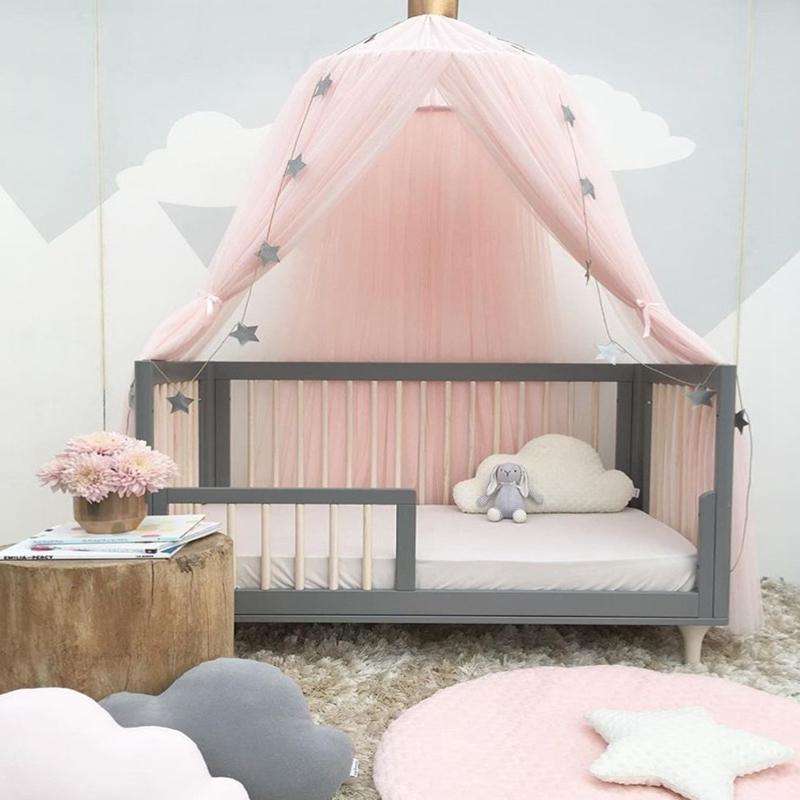 Baby Bed Curtain Hung Dome Mosquito Net Girls Crown Hanging Net Princess Tents(Purple)