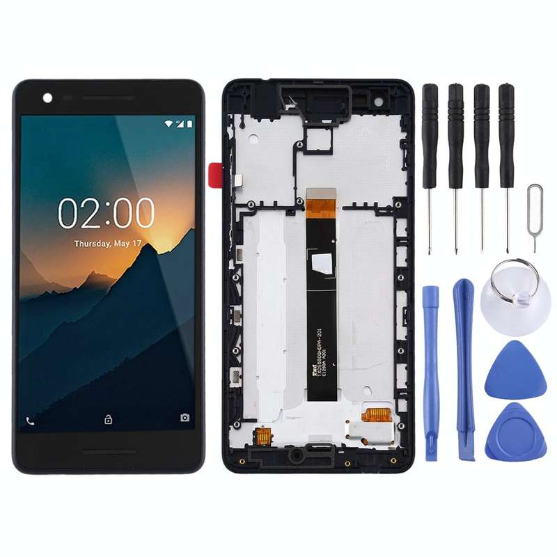 TFT LCD Screen for Nokia 2.1 Digitizer Full Assembly with Frame (Black)