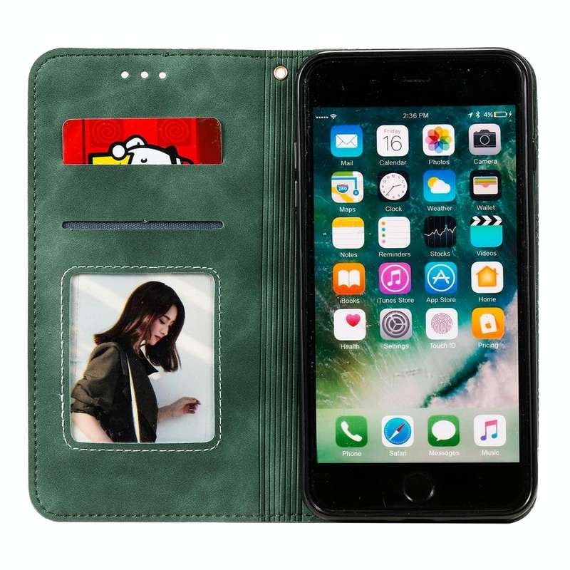 For iPhone 7 Plus / 8 Plus Lucky Flowers Embossing Pattern Magnetic Horizontal Flip Leather Case ...